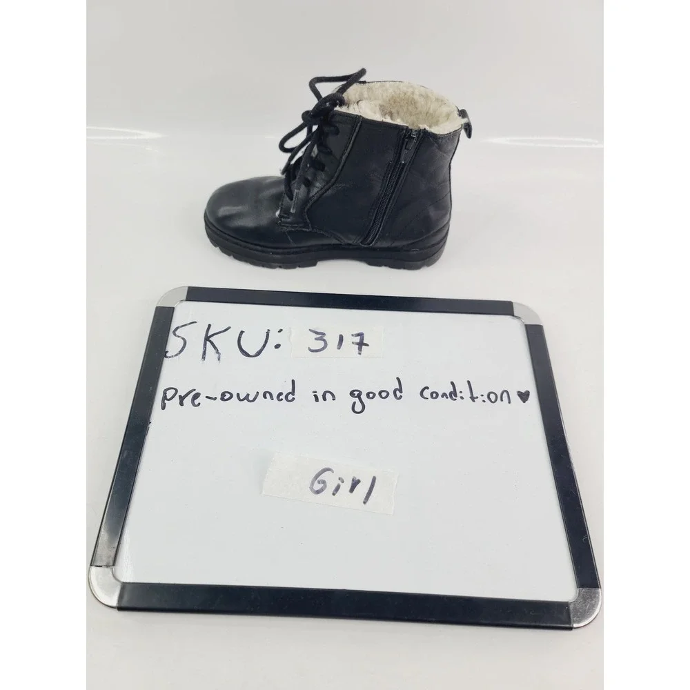 Zara, Leather, Faux Fur Casual Outdoor Winter Boots Girls' Size 10.5 Black. A. H